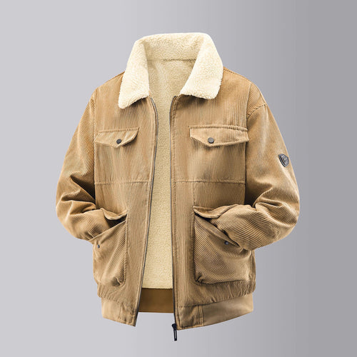 Herren kuschelige Teddy-Fleecejacke mit praktischen Brusttaschen und elastischen Bündchen Echoarchiv