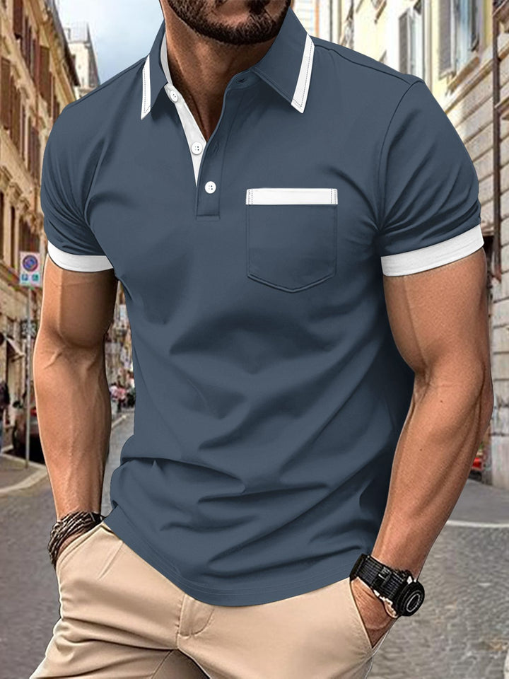 Herren modisches Kurzarm-Polohemd mit kontrastierenden Details Echoarchiv