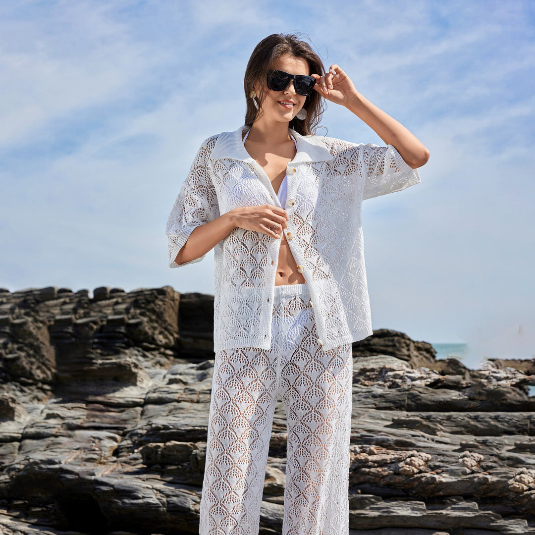Damen luftige Häkel-Kimono Jacke Echo Archiv