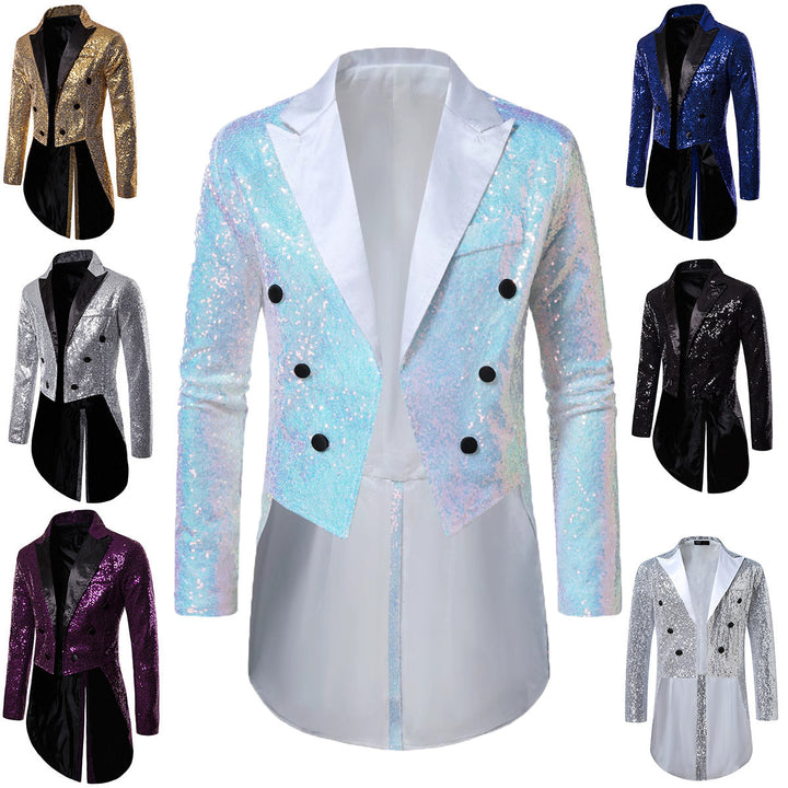 Herren glitzernde Smokingjacke mit elegantem Schnitt und schimmernden Pailletten Echoarchiv