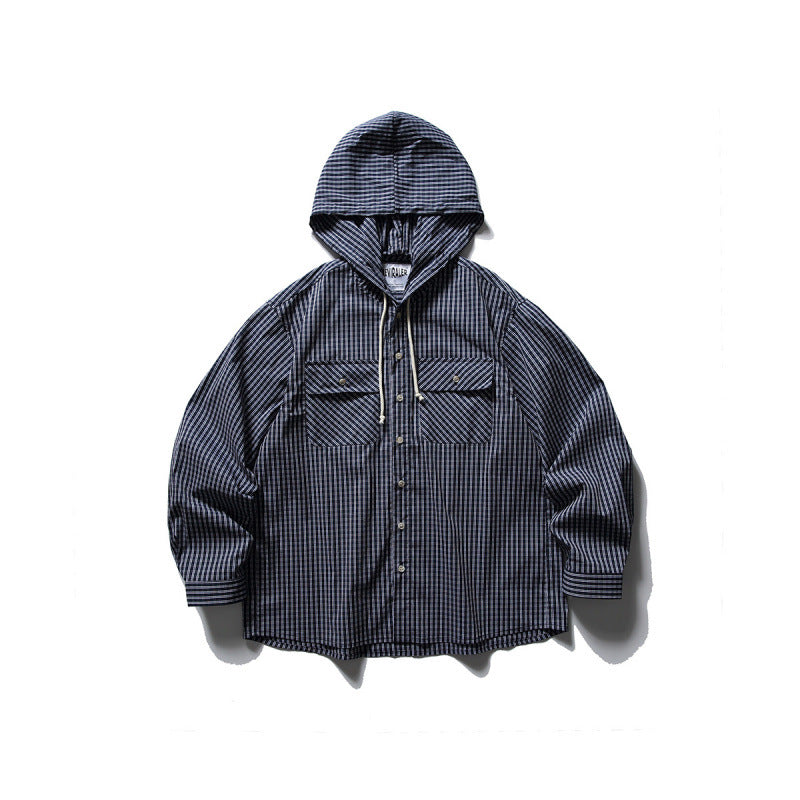 Unisex Oversized Kapuzen-Overshirt aus Baumwollmix mit Brustklappen und durchgehender Knopfleiste Echo Archiv