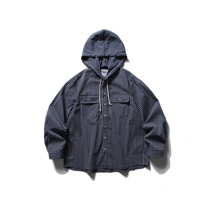 Unisex Oversized Kapuzen-Overshirt aus Baumwollmix mit Brustklappen und durchgehender Knopfleiste Echo Archiv