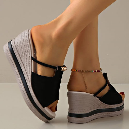 Echoarchiv | Sandalen Zum Hineinschlüpfen mit Offener Spitze Stilvolle Keilsandalen Bequeme Damen