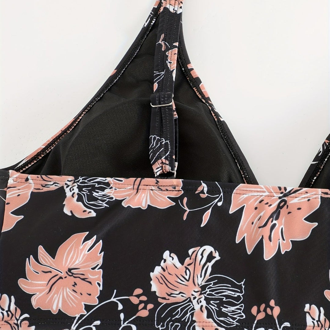 Damen Hochgeschnittener Bikini mit floralen Akzenten und raffinierten Details Echo Archiv
