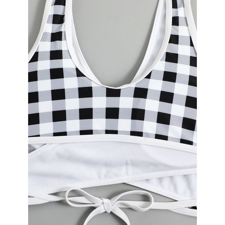 Damen Triangel-Bikini mit modernem Wickel-Design und verspieltem Karomuster Echo Archiv