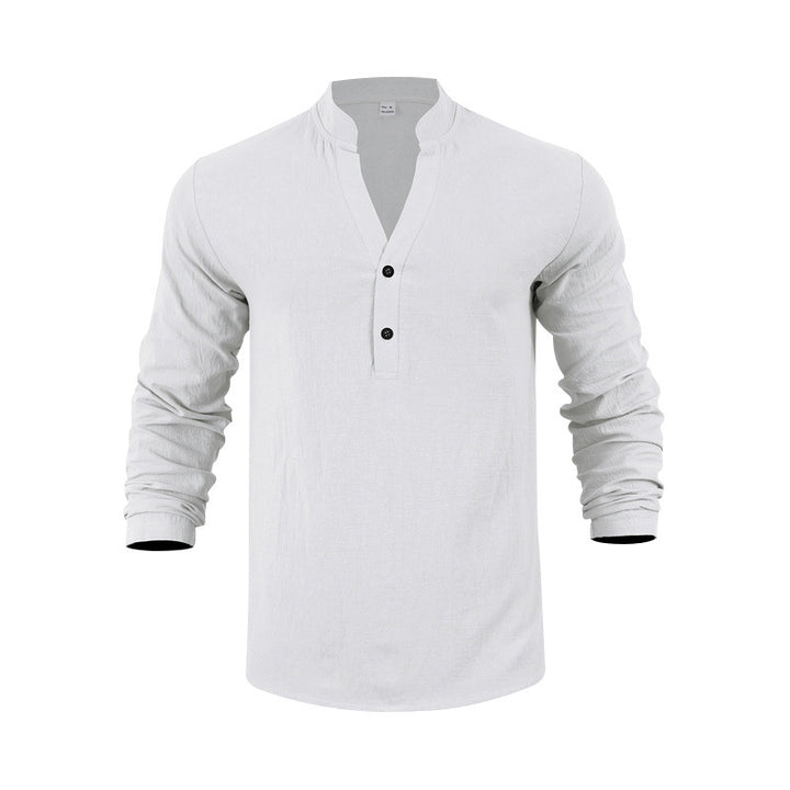 Herren Langarmshirt mit modischem Stehkragen und eleganten Knopfdetails Echoarchiv