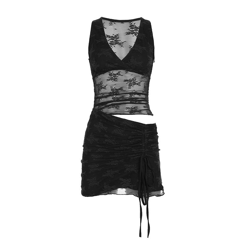 Damen Spitzen-Maxikleid mit verstellbaren Trägern und elegantem Schnitt Echo Archiv