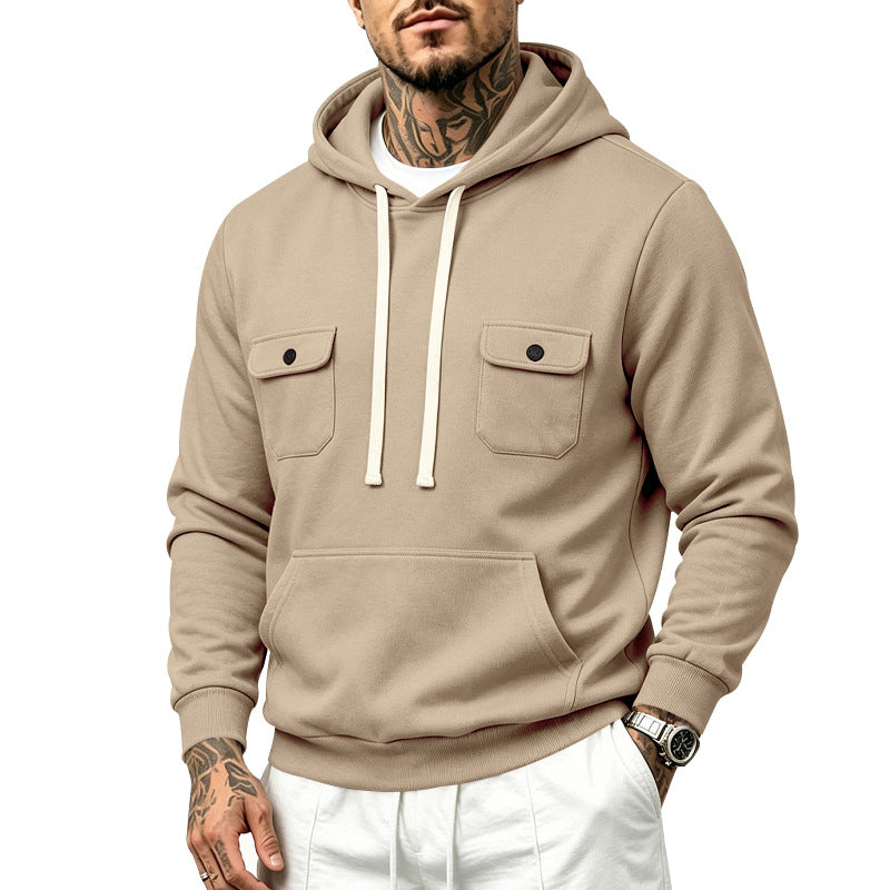 Herren Kapuzenpullover mit Doppel-Brusttaschen und Kängurutasche Echoarchiv