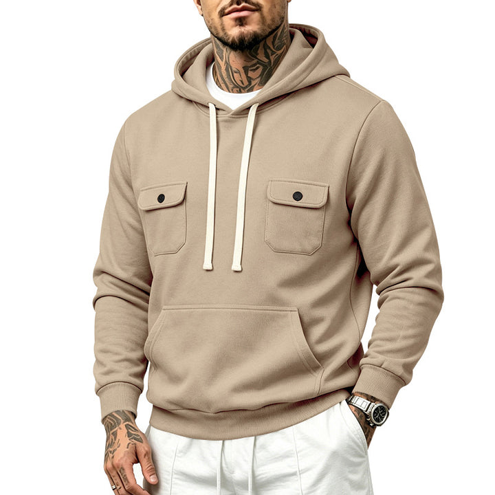 Herren Kapuzenpullover mit Doppel-Brusttaschen und Kängurutasche Echoarchiv