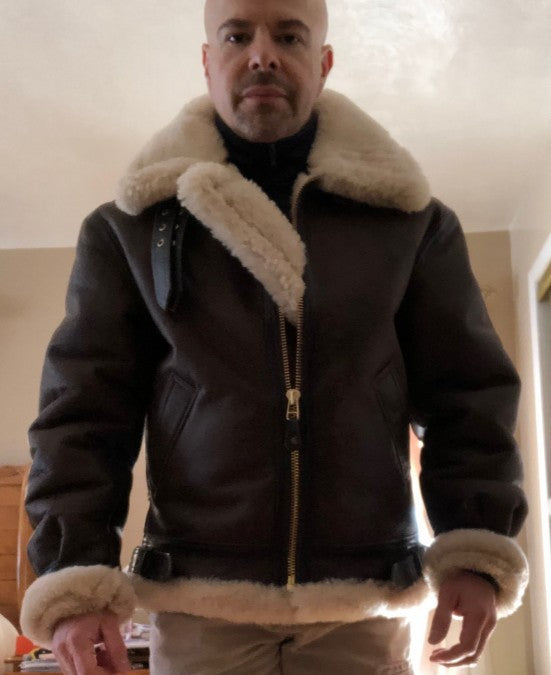 Herren authentische Lammfelljacke im Vintage-Stil Echoarchiv