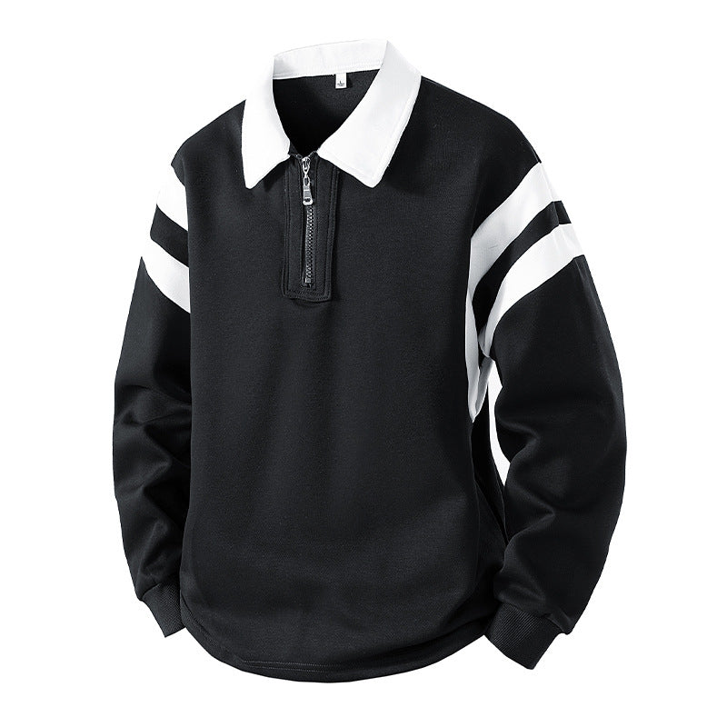 Herren Retro-Sportliches Rugby-Pulli mit halbhohem Reißverschluss und kontrastierendem Hemdkragen Echo Archiv