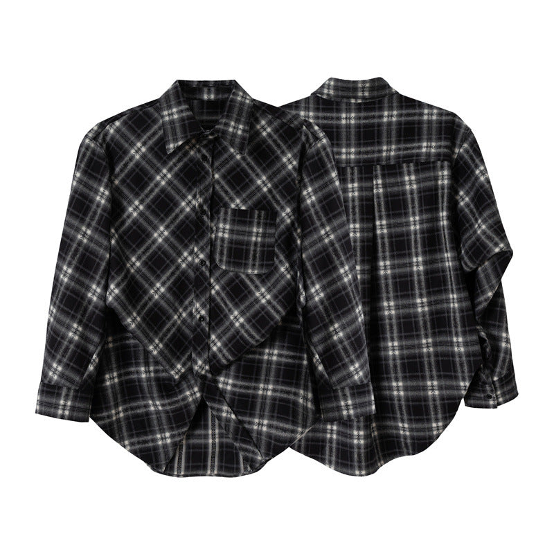 Damen Oversize-Flanellhemd mit asymmetrischem Saum Echoarchiv
