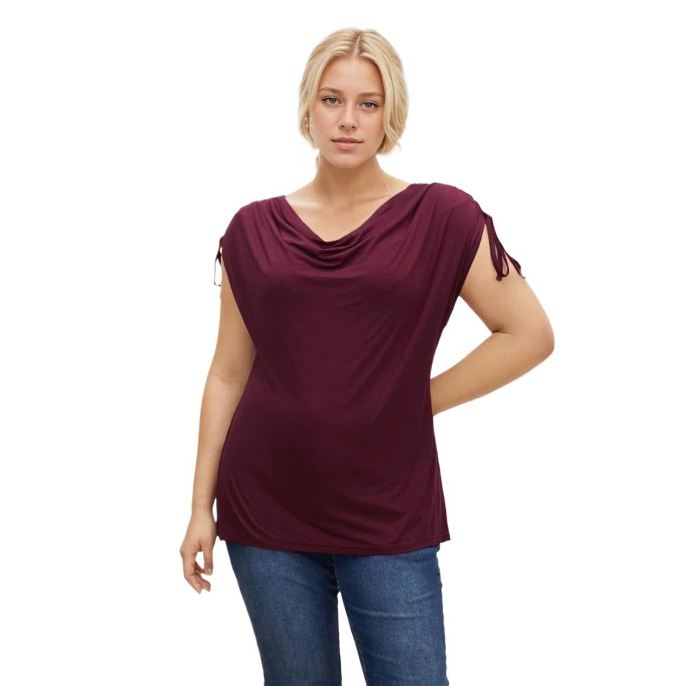Damen elegantes Oberteil mit lässigem Drapierung und seitlichen Bindebändern Echo Archiv