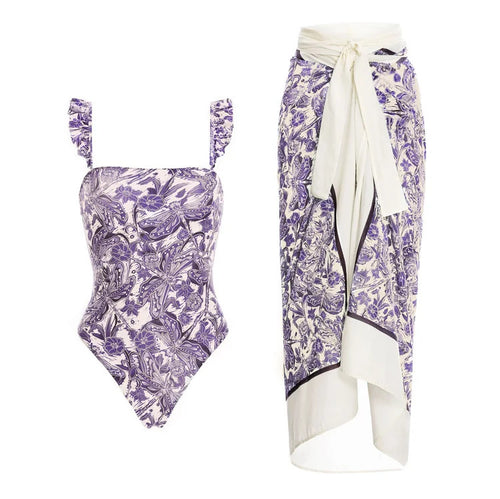 Damen Bikiniset mit schickem Wickelrock und verspieltem Rüschendesign Echo Archiv