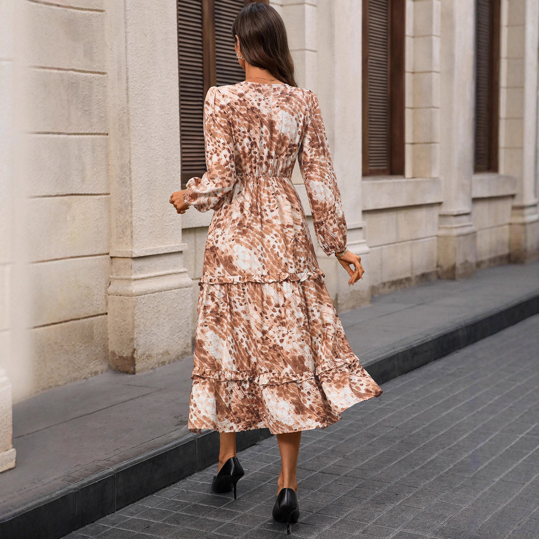 Damen Maxi-Kleid mit Rüschen und V-Ausschnitt Echo Archiv