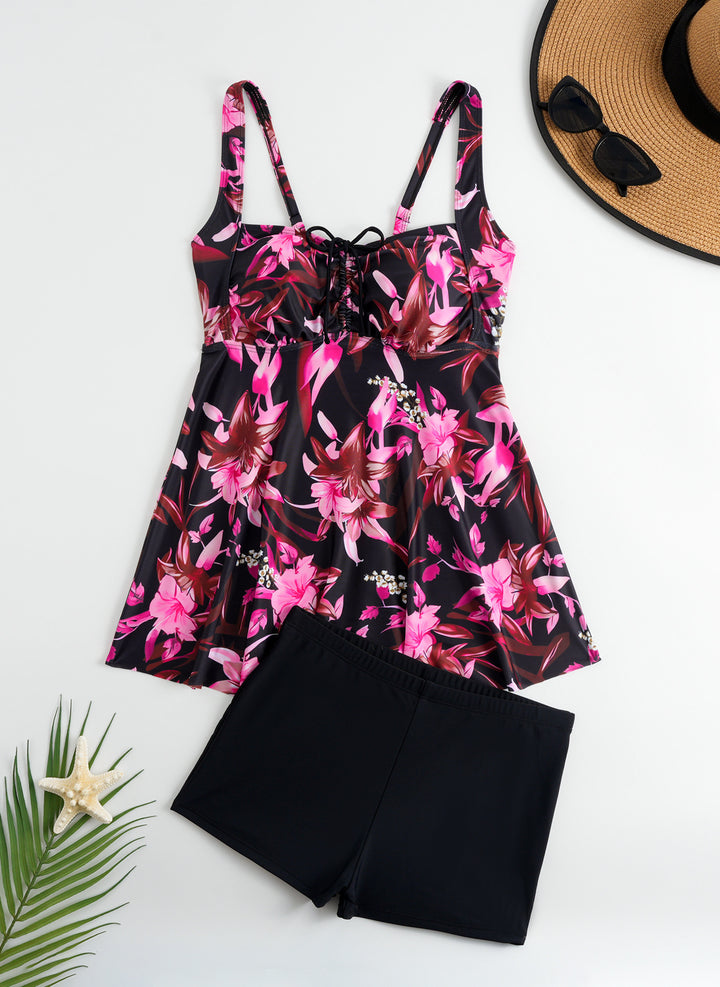 Damen Tankini mit floralem Oberteil und bequemen Shorts Echo Archiv
