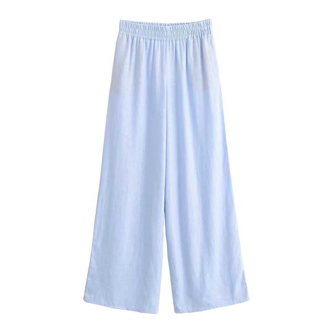 Damen Leichte Palazzo-Hose aus Leinenmix mit elastischem Komfortbund Echo Archiv