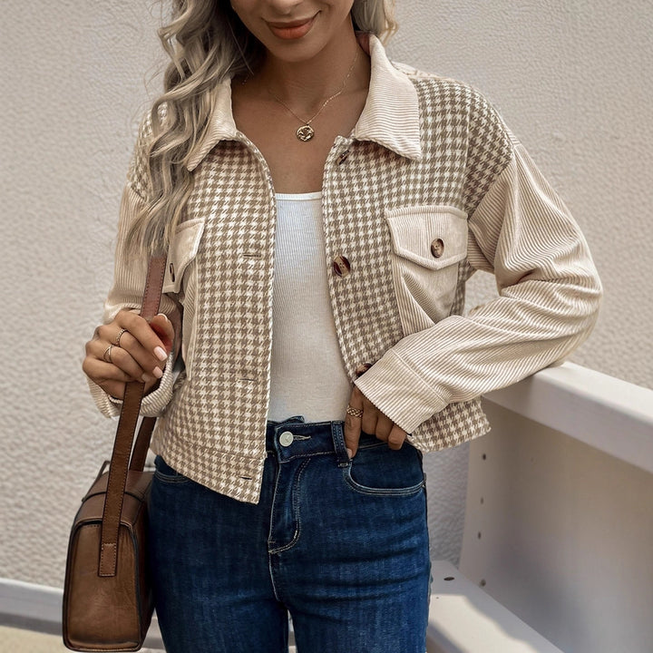 Damen Modische Cordjacke mit Karomuster Echo Archiv