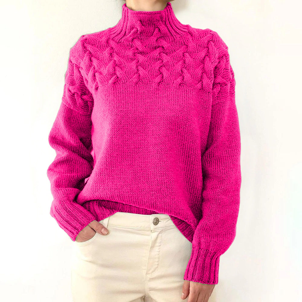Damen nan Strickpullover mit Zopfstruktur und hohem Rollkragen Echo Archiv
