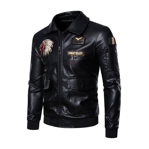 Herren Modische Kunstleder Jacke mit Stickereien Echo Archiv