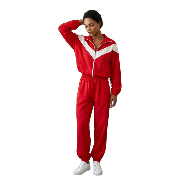 Damen Retro-Trainingsanzug mit Reißverschlussjacke und elastischer Bundhose Echoarchiv