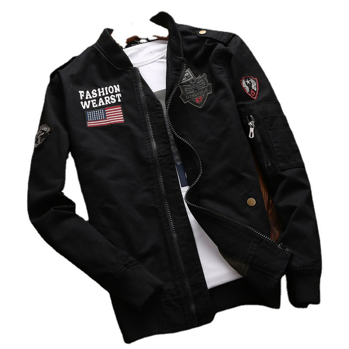 Herren modische Bomberjacke mit gestickten Patches und praktischen Taschen Echoarchiv