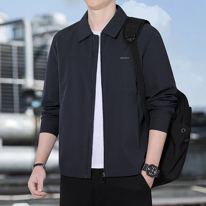 Herren leichte urbane Übergangsjacke mit Reißverschluss, Stehkragen und minimalistischem Design Echoarchiv
