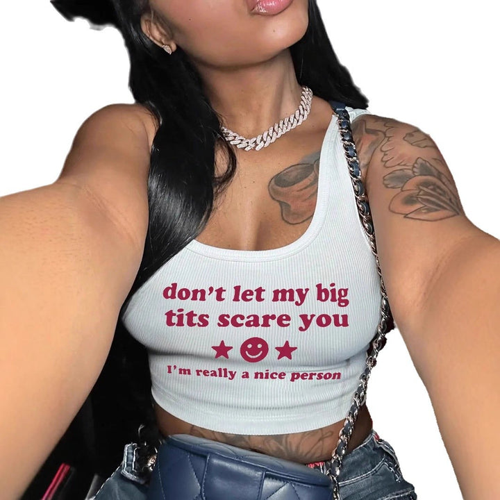 Damen Crop-Top mit kreativem Statementdruck Echo Archiv
