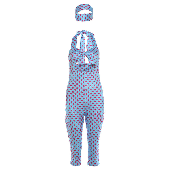 Damen Verspielter Polka-Dots Einteiler mit Band Echo Archiv