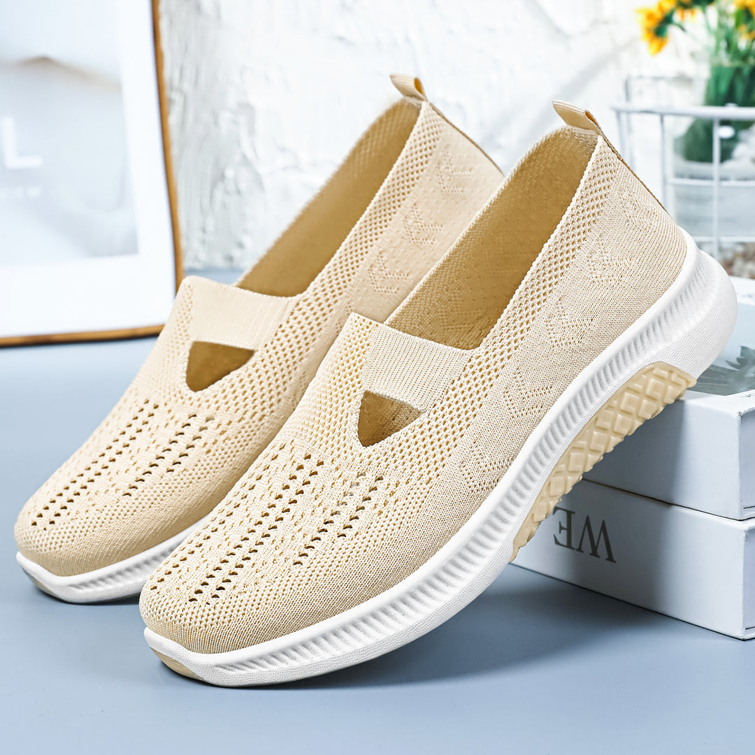 Damen nan elastischer Strick-Slipper mit perforiertem Atmungsnetz und dämpfender Leichtsohle Echo Archiv