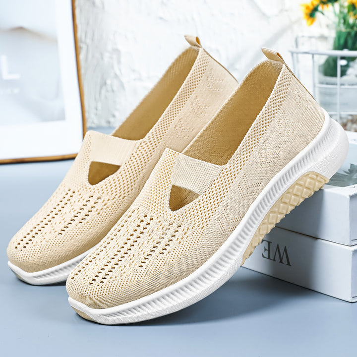 Damen nan elastischer Strick-Slipper mit perforiertem Atmungsnetz und dämpfender Leichtsohle Echo Archiv