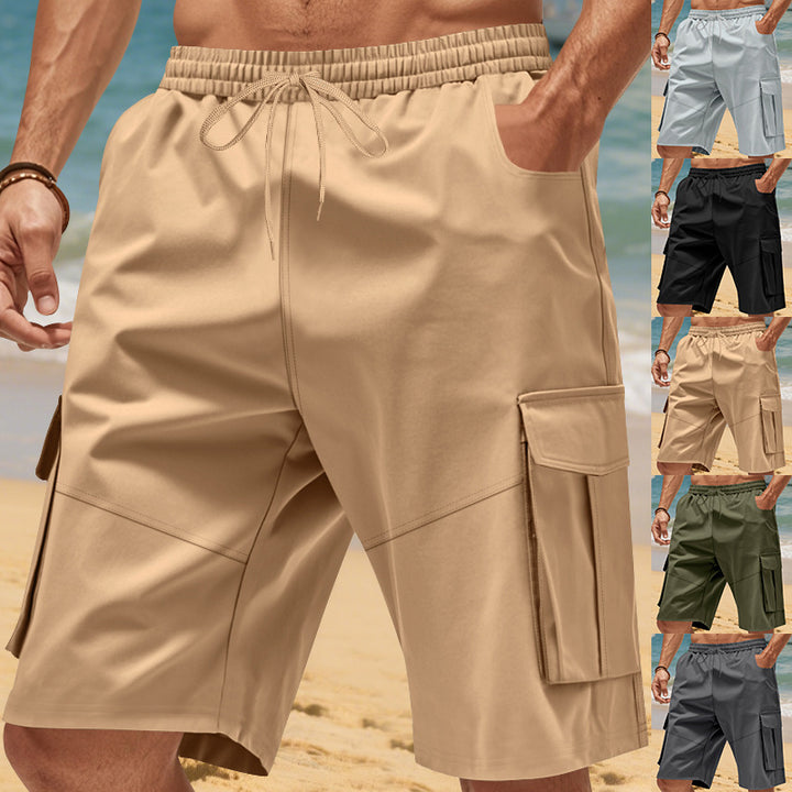 Herren nan technische Reisefreizeit-Bermuda mit elastischem Bund, Kordelzug und funktionalen Klapptaschen Echo Archiv