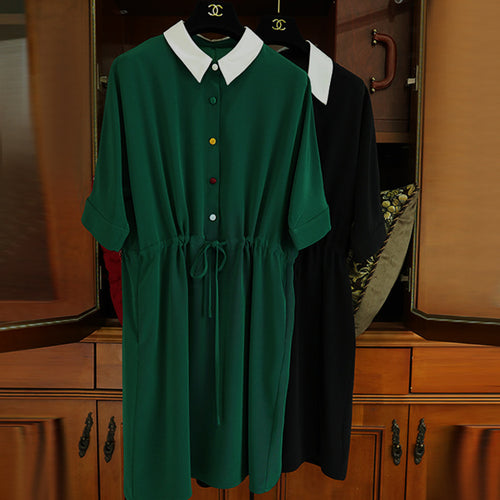 Damen Modisches Hemdkleid mit Taillenzug Echoarchiv
