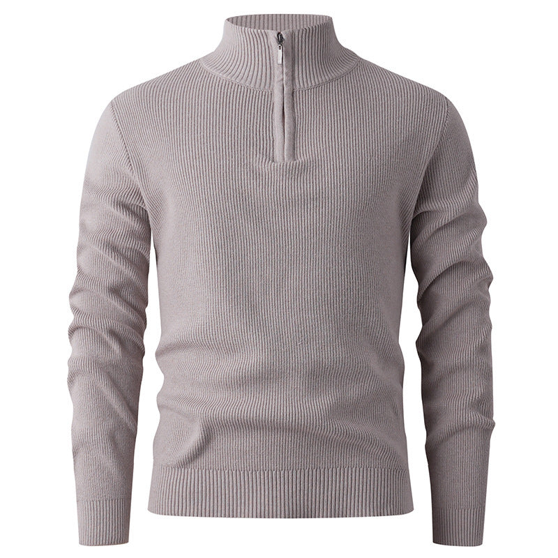 Herren Strickpullover mit halbem Reißverschluss und Rippenstruktur Echoarchiv