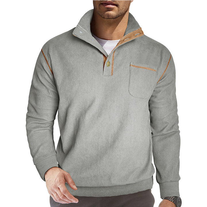 Herren modische Pulloverjacke mit hohem Kragen und Brusttasche Echoarchiv
