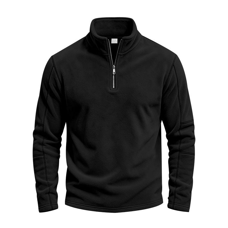 Herren Fleece-Pullover mit kurzem Reißverschluss und Stehkragen Echoarchiv