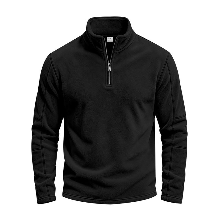 Herren Fleece-Pullover mit kurzem Reißverschluss und Stehkragen Echoarchiv