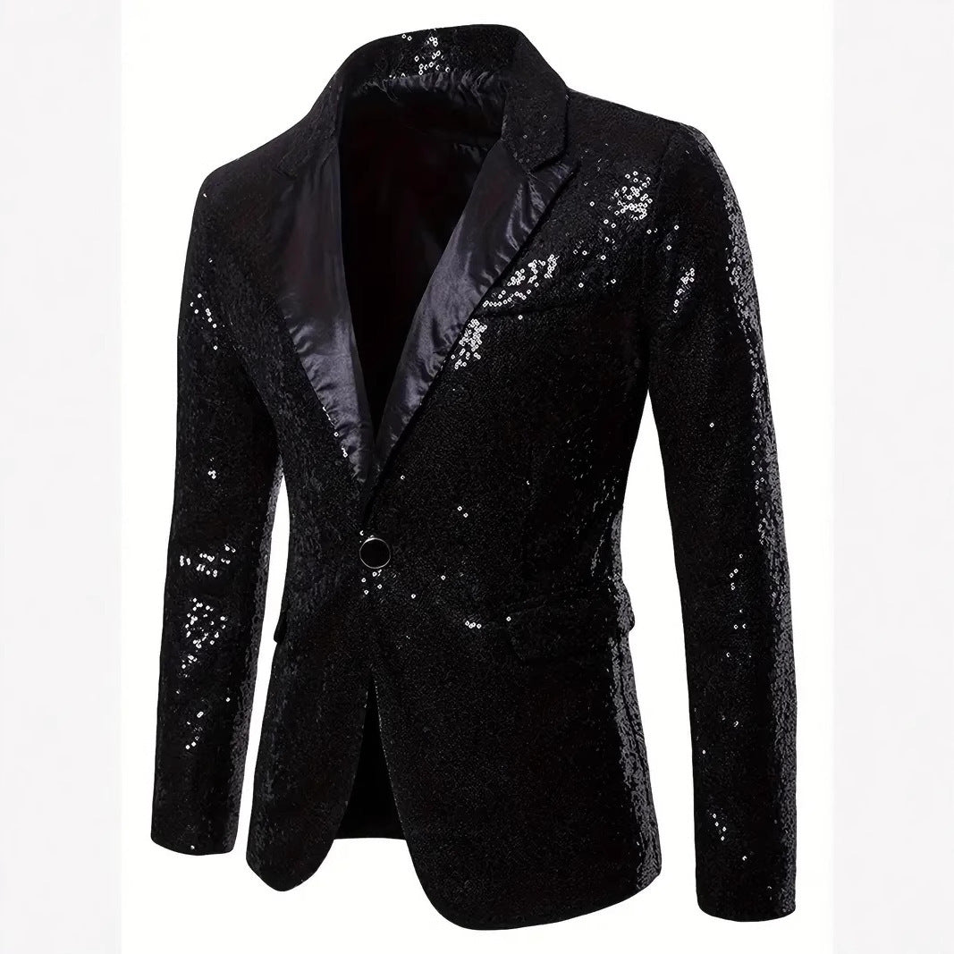 Herren festlicher Paillettenblazer mit schwarzem Revers Echoarchiv