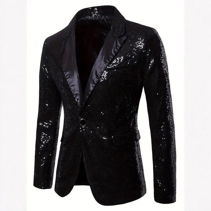 Herren festlicher Paillettenblazer mit schwarzem Revers Echoarchiv