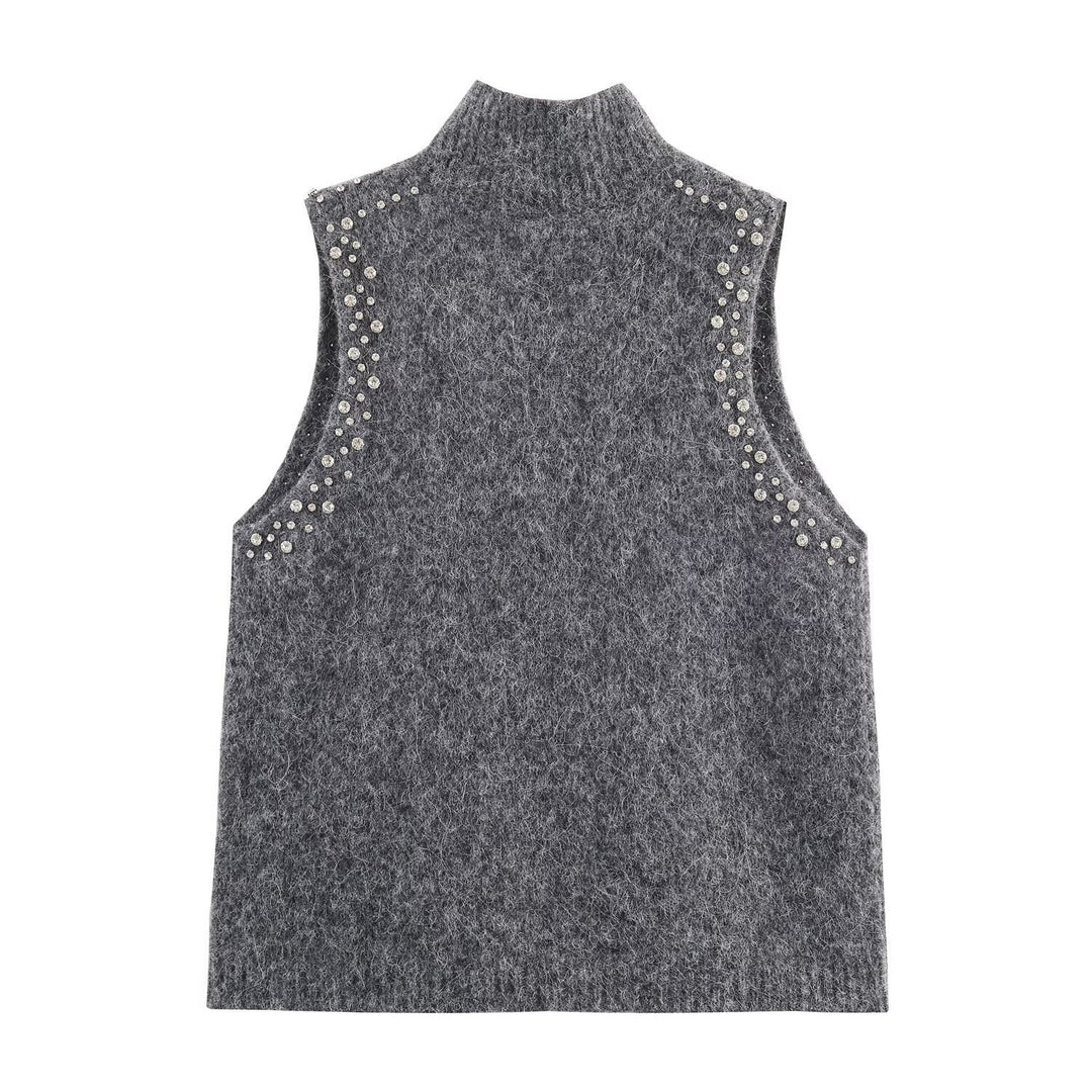 Damen ärmelloses Strickoberteil mit eleganten Perlenverzierungen Echo Archiv
