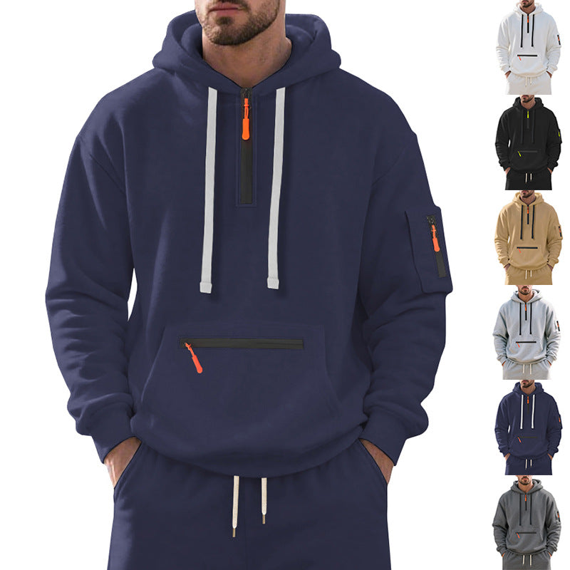 Herren Sportlicher Hoodie mit funktionalen Reißverschlusstaschen Echoarchiv