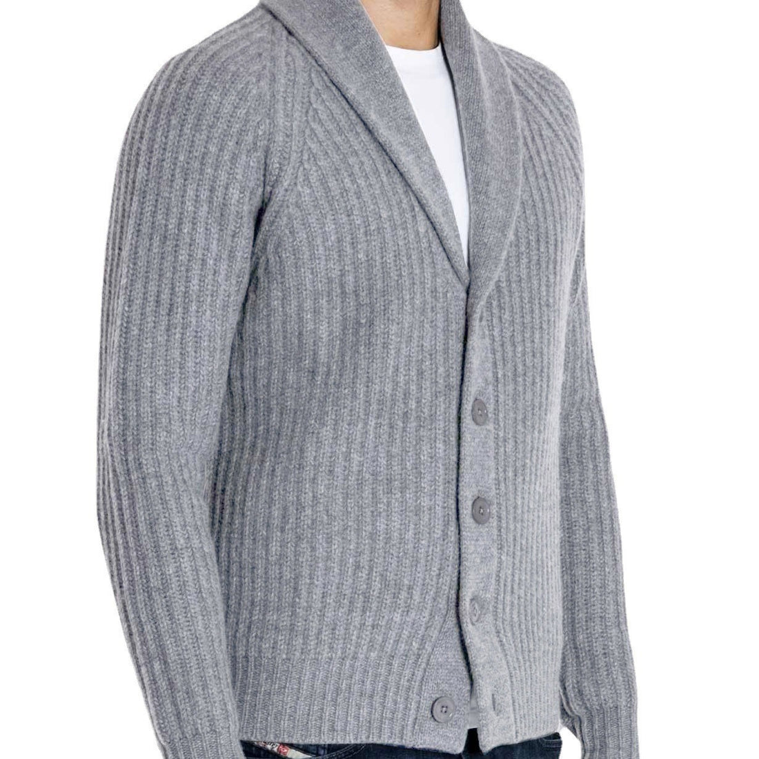 Herren Strickjacke mit modernem Reverskragen von – Terenzo
