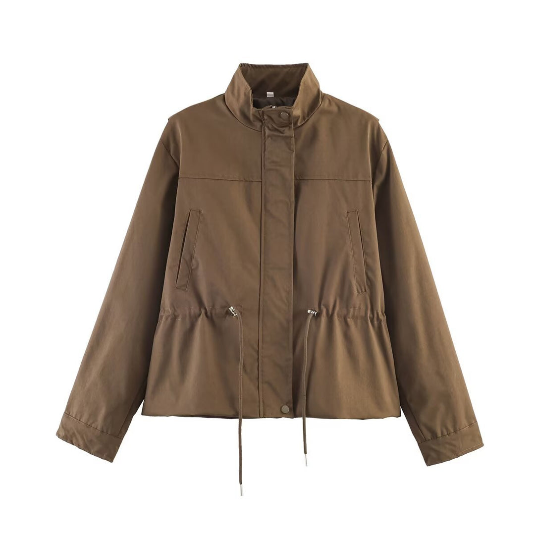 Damen kurze Übergangsjacke mit Tunnelzugtaillierung und Stehkragen Echo Archiv