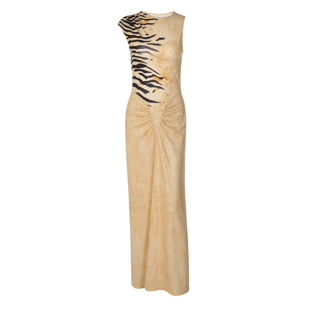 Damen Maxikleid mit raffinierter Drapierung und Animal-Print Echo Archiv