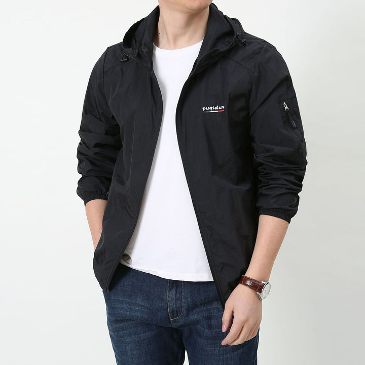 Herren Leichte Windbreaker-Jacke mit verstellbarer Kapuze Echo Archiv 1787797828
