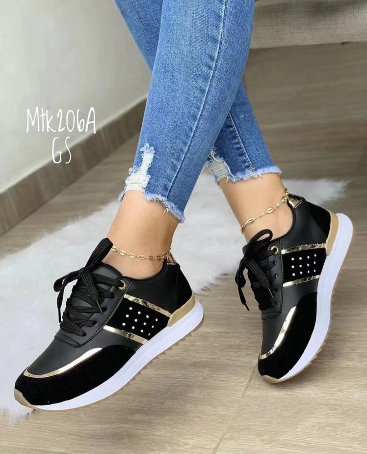 Damen Trendige Plateau-Sneaker mit Metallic-Akzenten und gepolsterter Komfortsohle – Névara