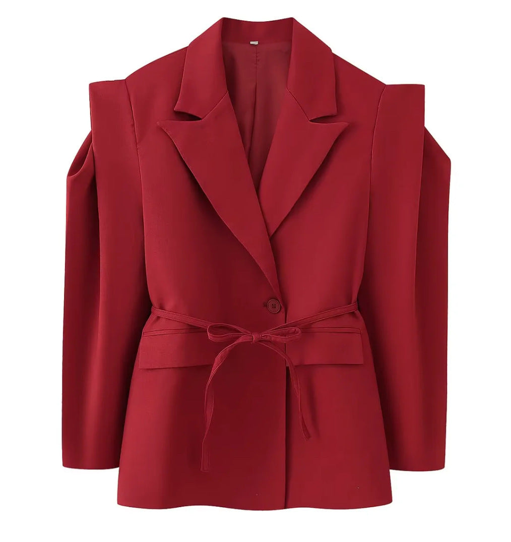 Damen Blazer mit Schulter-Cutouts, Taillengürtel und Ein-Knopf-Verschluss Echo Archiv