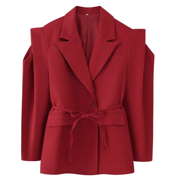 Damen Blazer mit Schulter-Cutouts, Taillengürtel und Ein-Knopf-Verschluss Echo Archiv