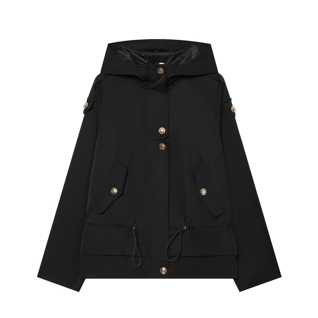 Damen Kurzparka mit Kapuze, Tunnelzug-Taille und Pattentaschen Echoarchiv