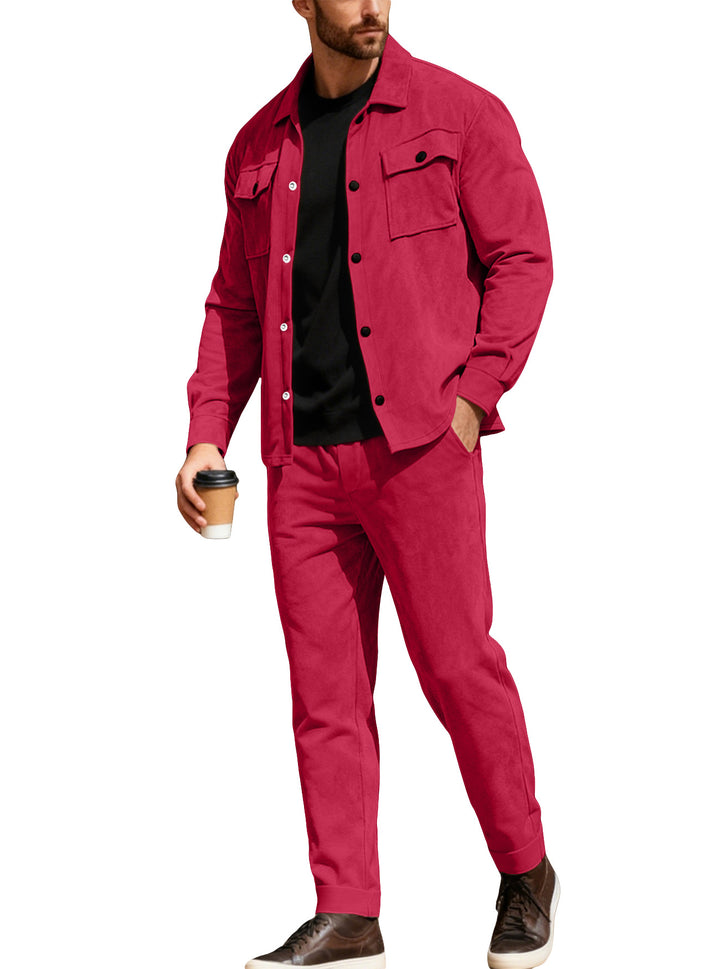 Herren nan Shirtjacke mit Pattentaschen und gerade geschnittene Chinohose Echo Archiv